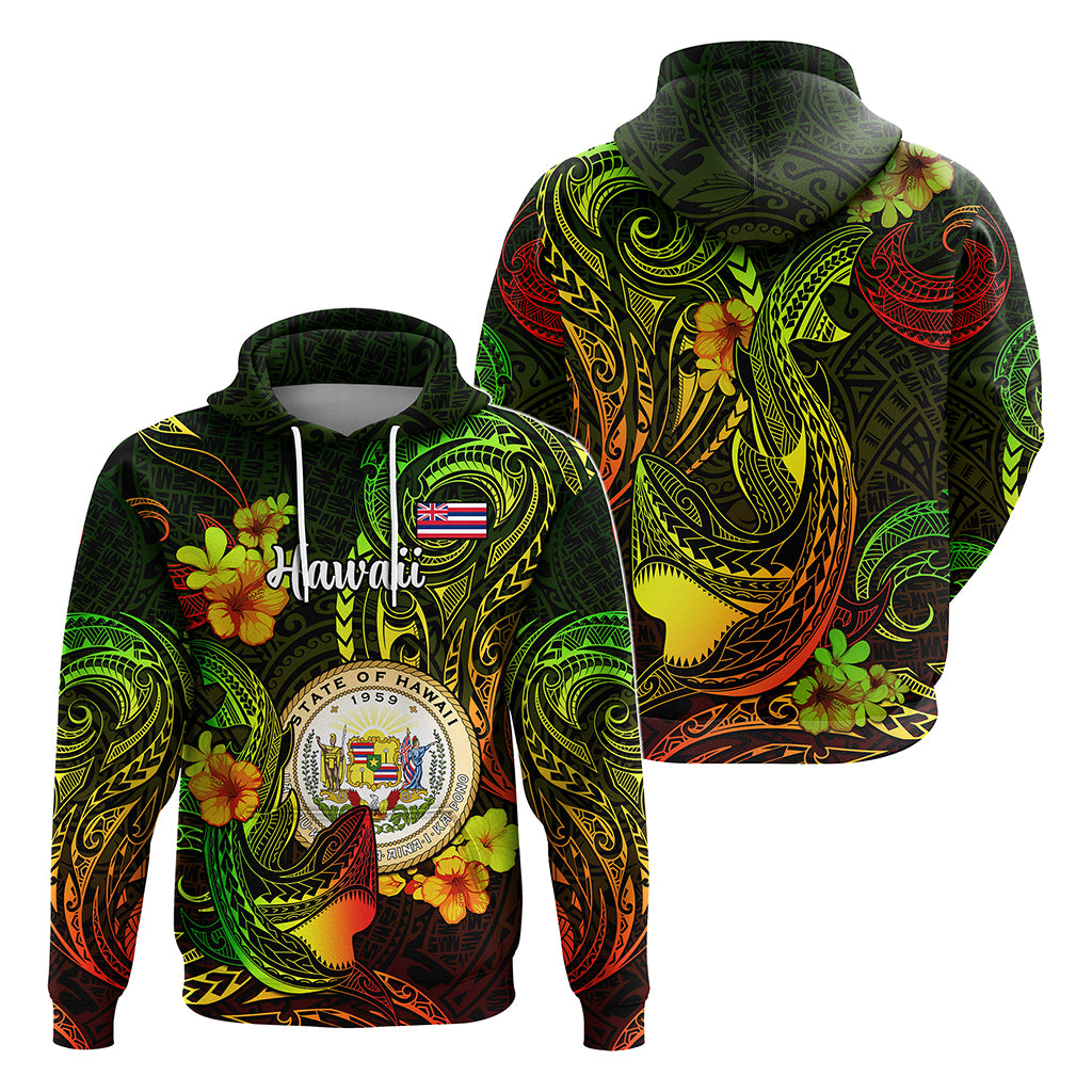 Custom Polynesian Countries Hoodie Coat Of Arms Polynesian Tribal Tattoo Shark