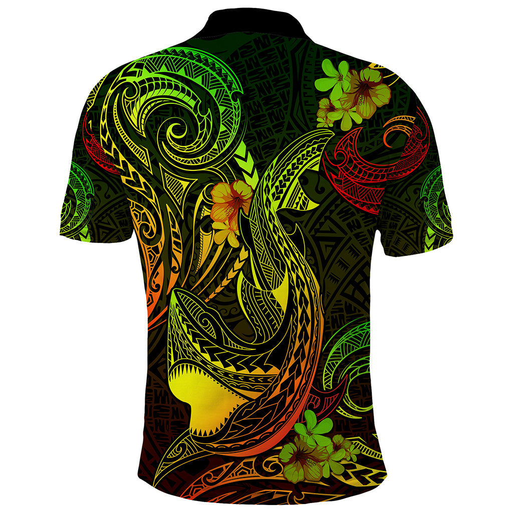 Custom Polynesian Countries Polo Shirt Coat Of Arms Polynesian Tribal Tattoo Shark