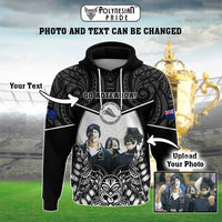 Custom Photo New Zealand Fern Rugby Hoodie Maori Pattern
