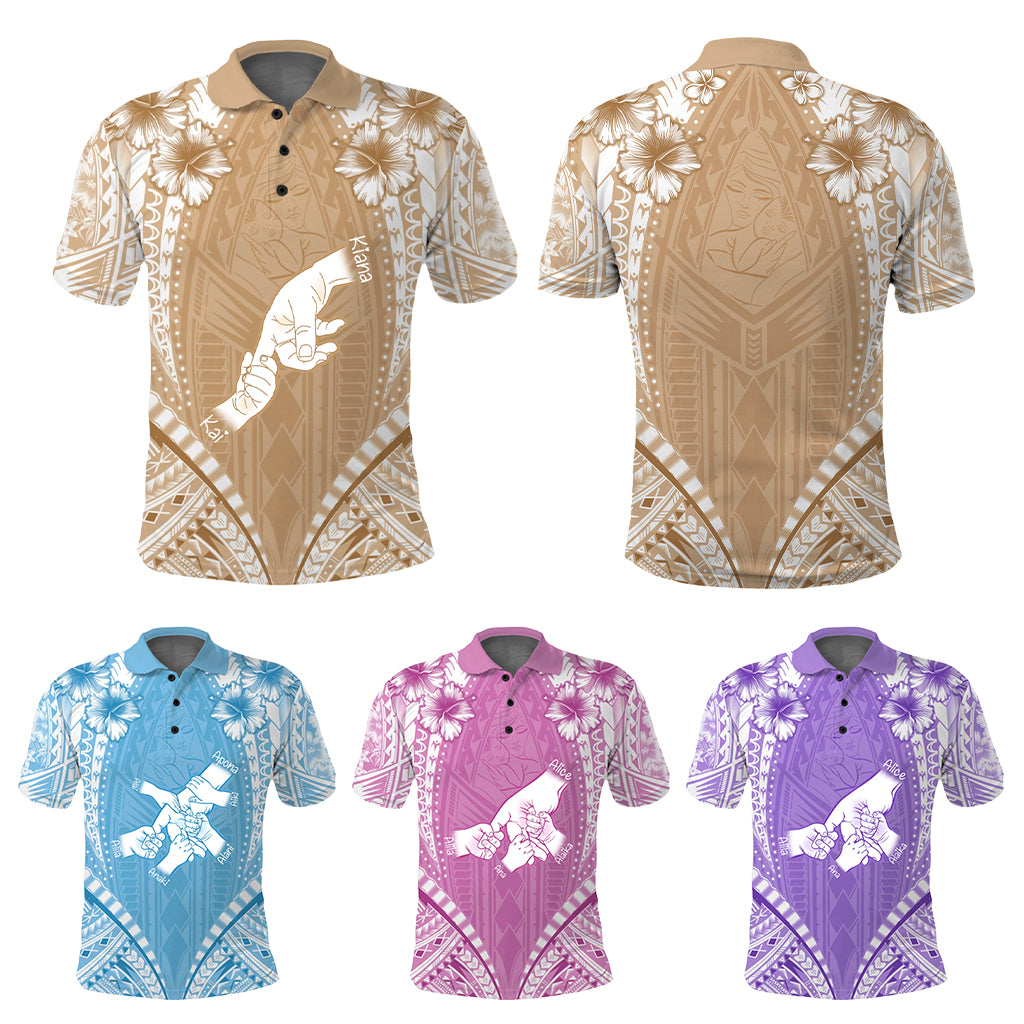 Custom Hand Holding Mother's Day Polo Shirt Polynesian Style - Polynesian Pride