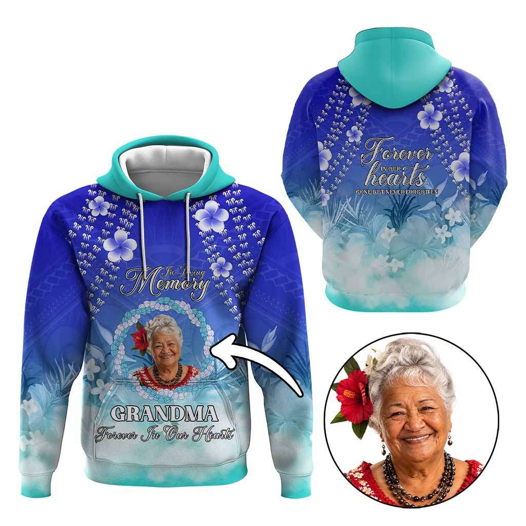 Custom Photo In Loving Memory Memorial Hoodie Hawaiian Lei With Plumeria CTM05 Multicolor - Polynesian Pride
