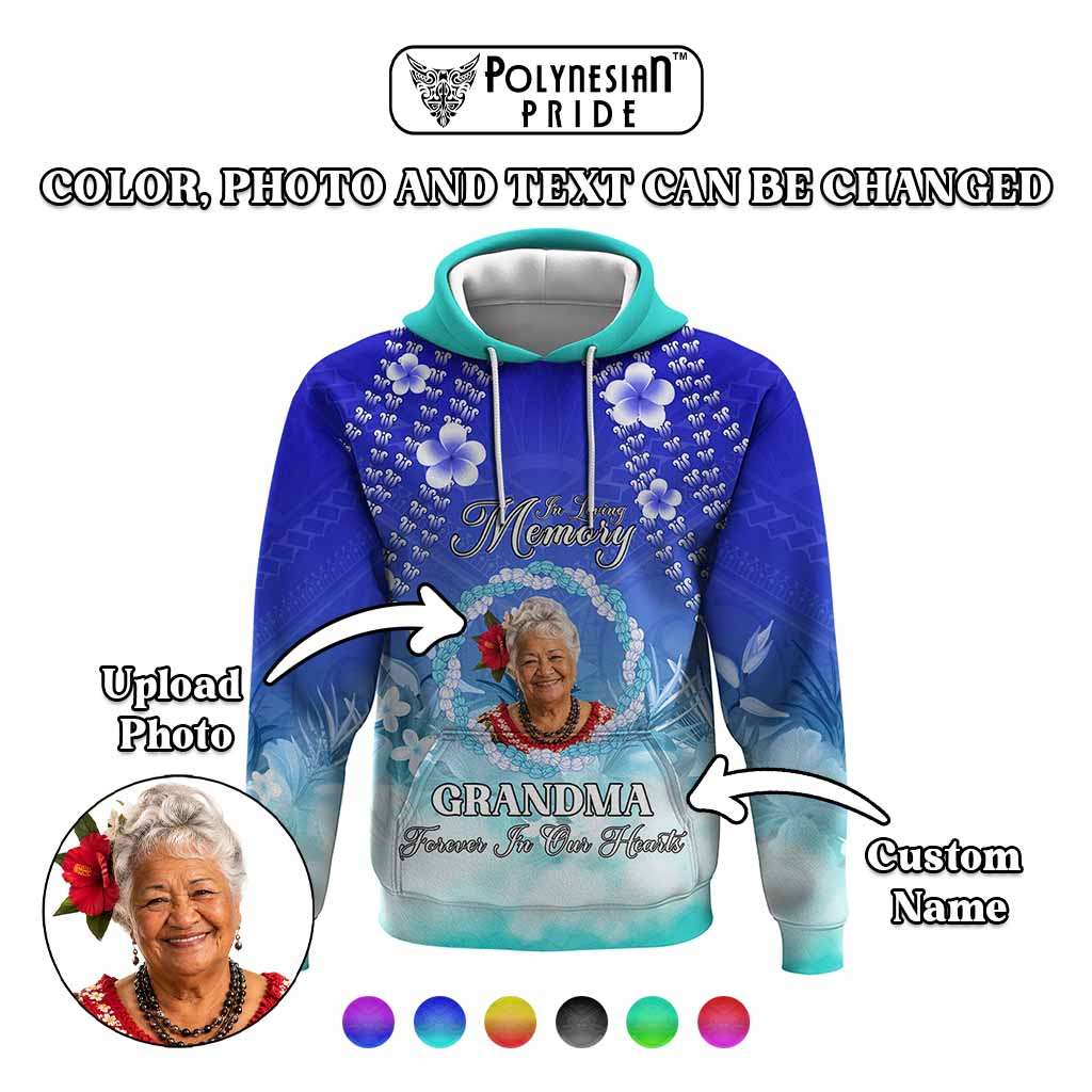 Custom Photo In Loving Memory Memorial Hoodie Hawaiian Lei With Plumeria CTM05 - Polynesian Pride