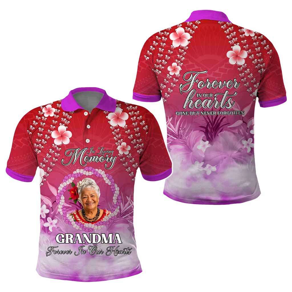 Custom Photo In Loving Memory Memorial Polo Shirt Hawaiian Lei With Plumeria CTM05