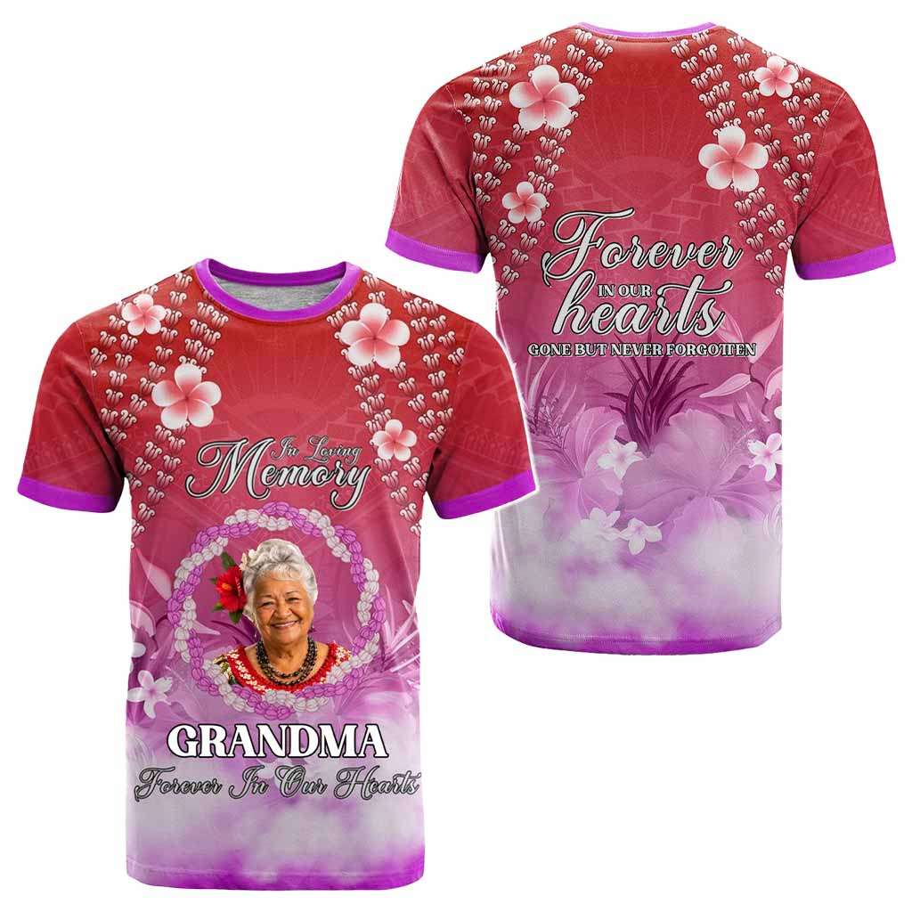 Custom Photo In Loving Memory Memorial T shirt Hawaiian Lei With Plumeria CTM05