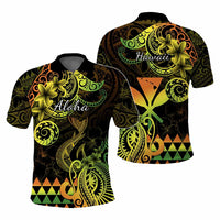 Custom Hawaii Symbols Polo Shirt Plumeria Kakau Polynesian Tribal