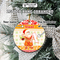 Custom Name Letter Hawaii Christmas Ceramic Ornament