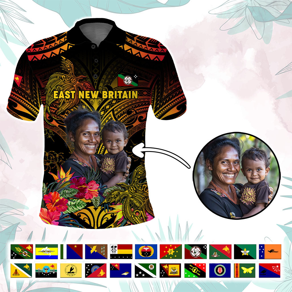 Custom Photo Papua New Guinea Provinces Polo Shirt Symbol Flag Sepik Blue Orchid Motifs CTM05