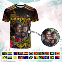Custom Photo Papua New Guinea Provinces T Shirt Symbol Flag Sepik Blue Orchid Motifs CTM05