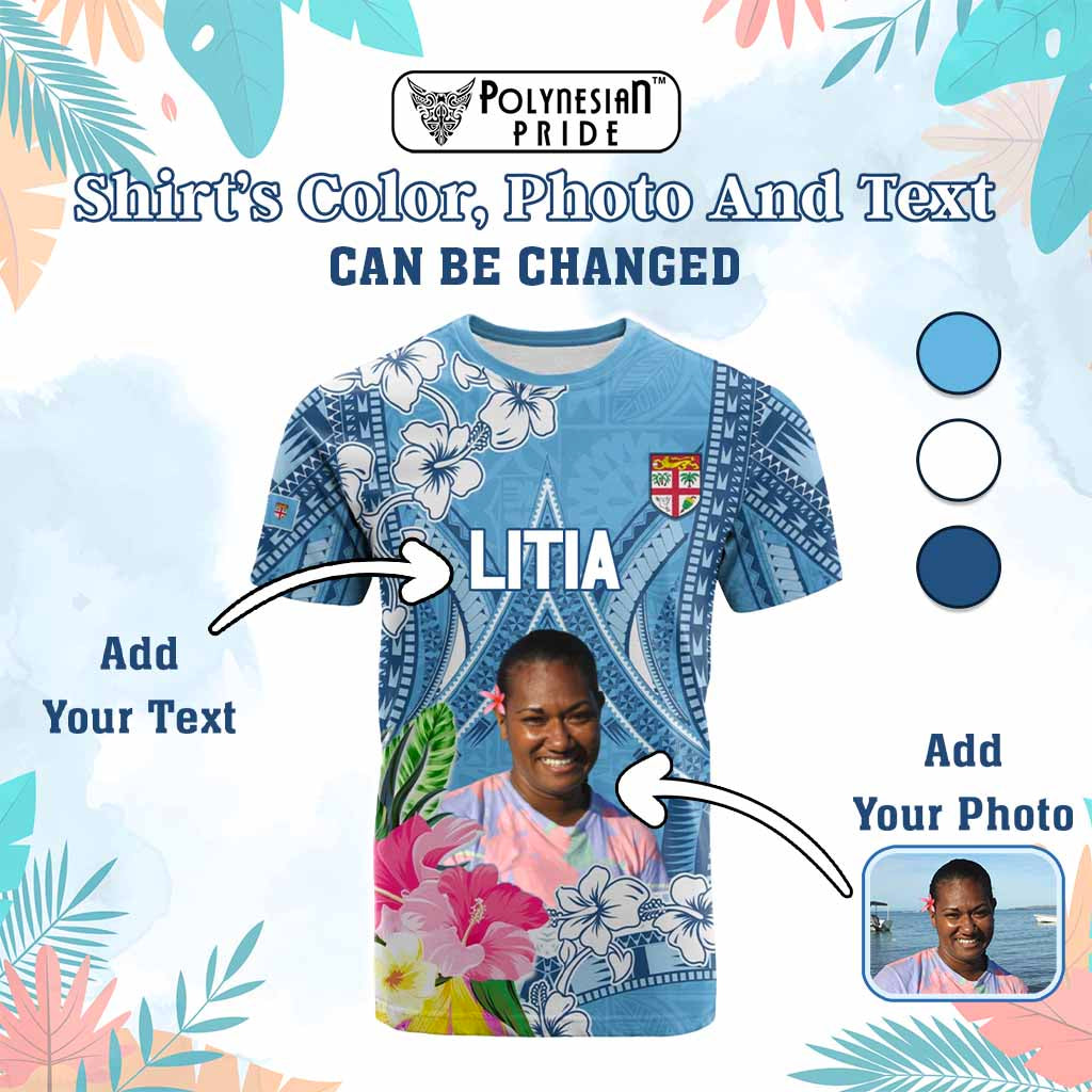 Custom Photo Love Fiji T Shirt Fiji In My Heart Tapa Pattern CTM05