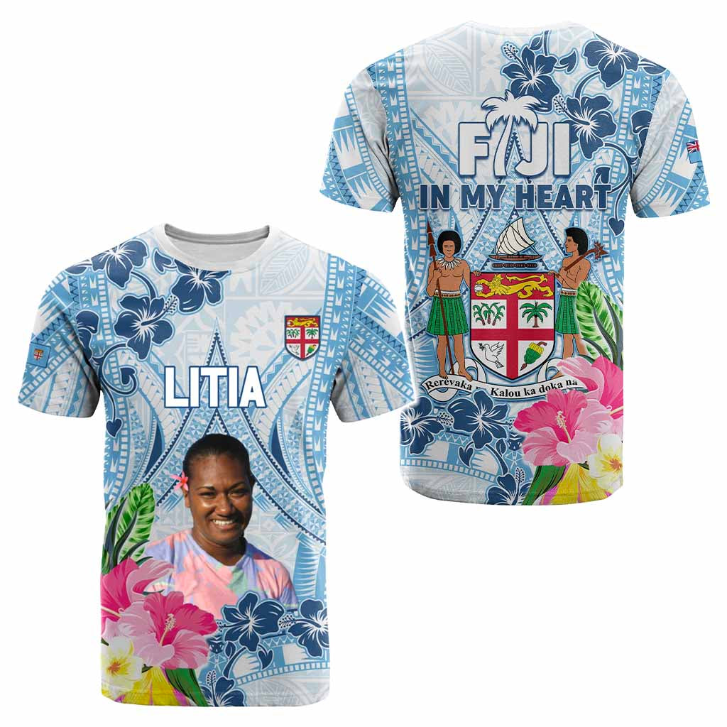 Custom Photo Love Fiji T Shirt Fiji In My Heart Tapa Pattern CTM05