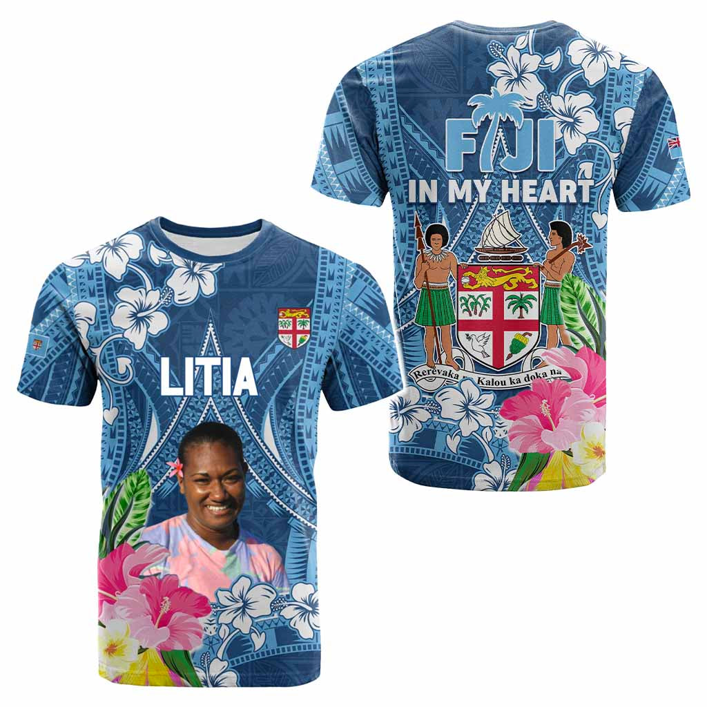 Custom Photo Love Fiji T Shirt Fiji In My Heart Tapa Pattern CTM05