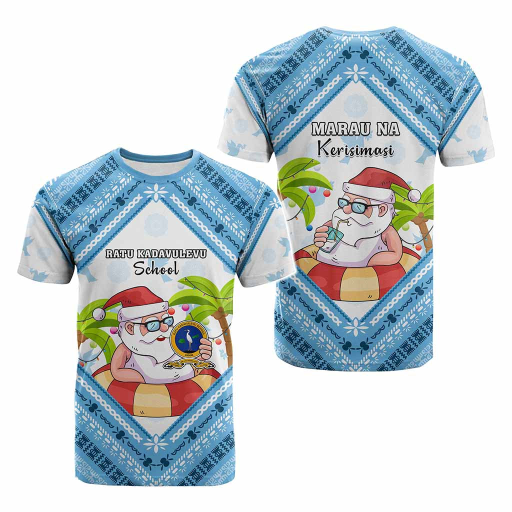 Custom Christmas Fiji Schools T Shirt Santa Claus Logo