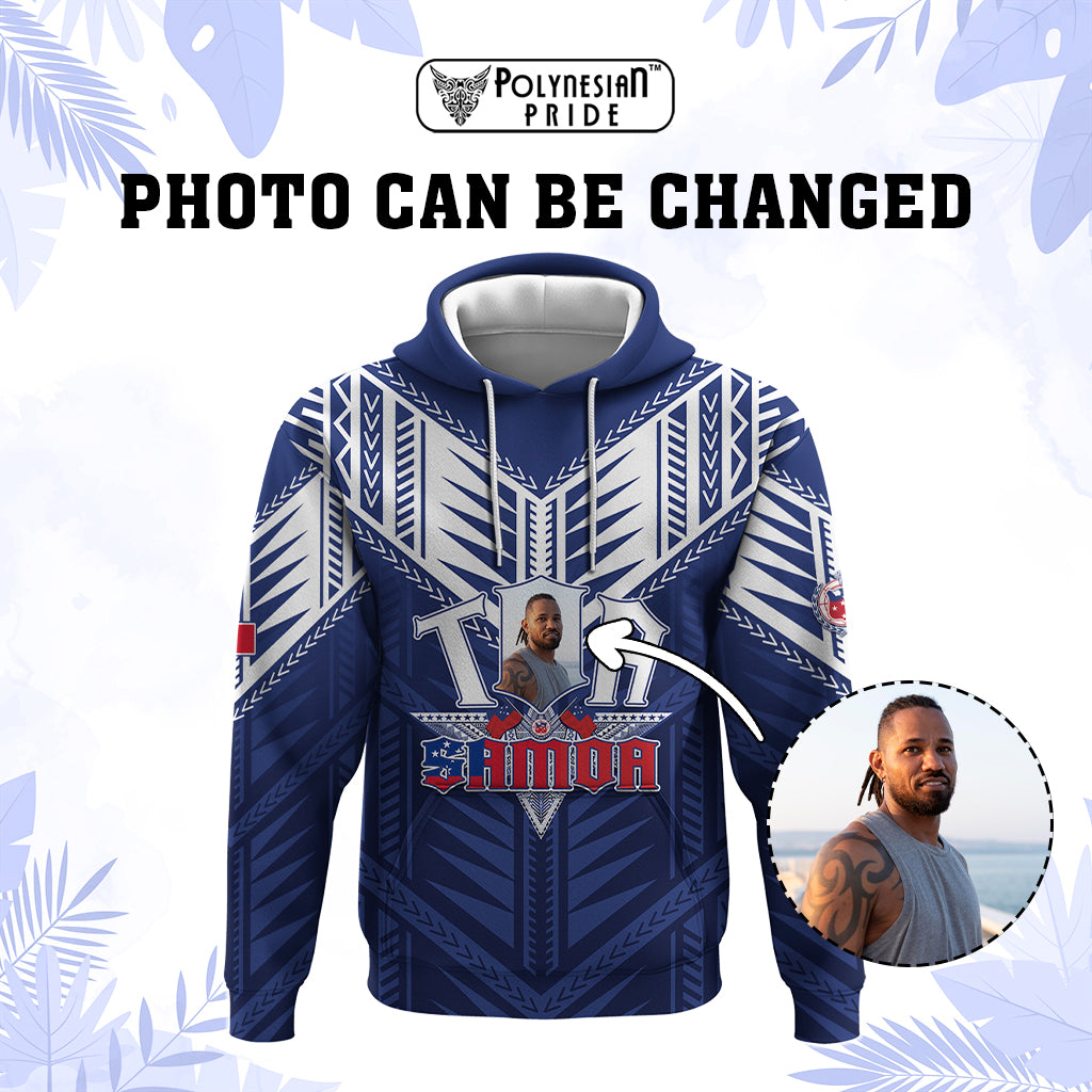 Custom Photo Toa Samoa Rugby Hoodie Samoan Pride With Tribal Pattern