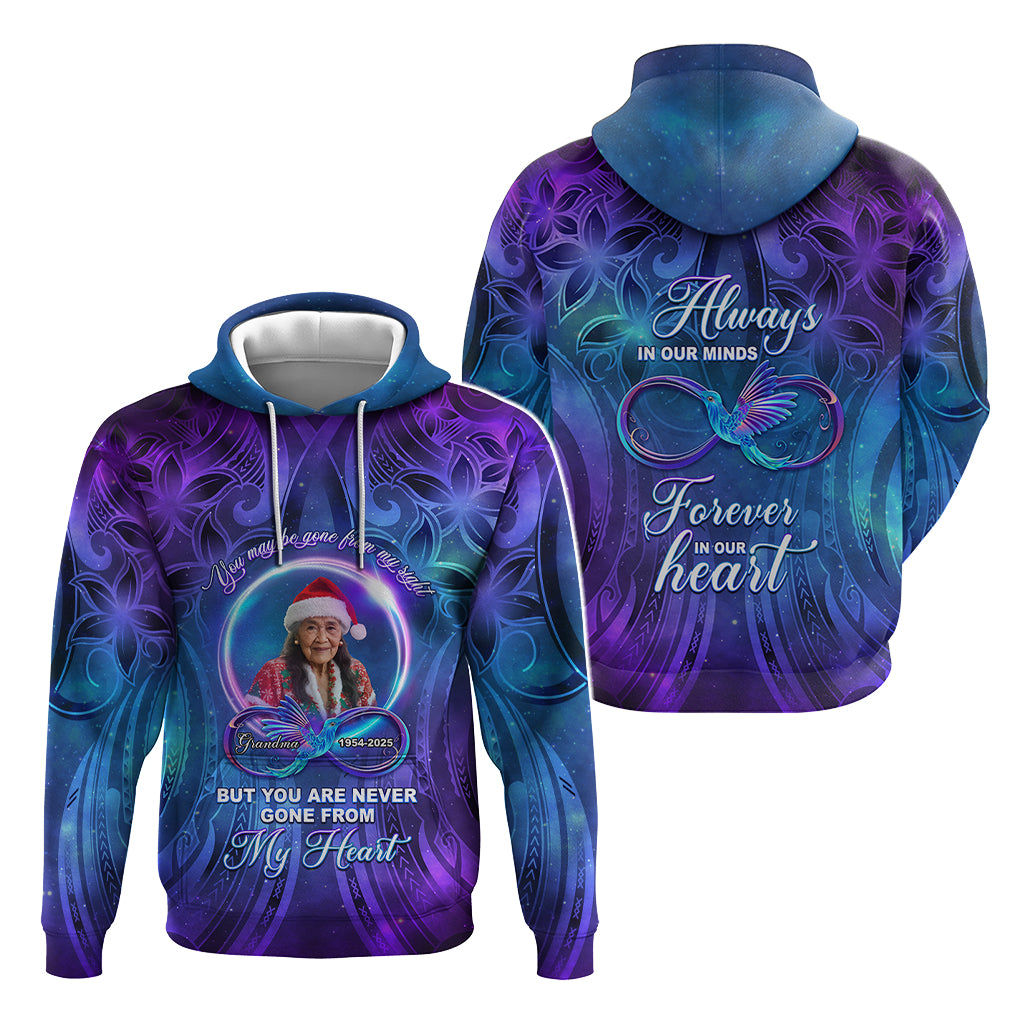 Custom Photo Memorial Hoodie You Are Never Gone From My Heart Polynesian Tribal Pattern