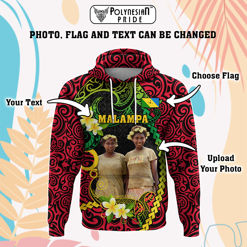 Custom Photo Vanuatu Provinces Hoodie Coat Of Arms Plumeria Polynesian Pattern