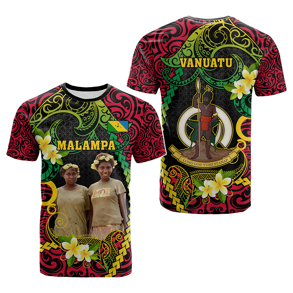 Custom Photo Vanuatu Provinces T Shirt Coat Of Arms Plumeria Polynesian Pattern