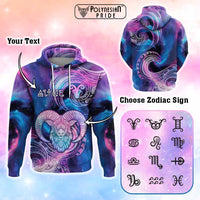 Custom Zodiac Signs Hoodie With Polynesian Pattern