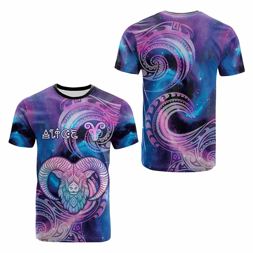 Custom Zodiac Signs T Shirt With Polynesian Pattern