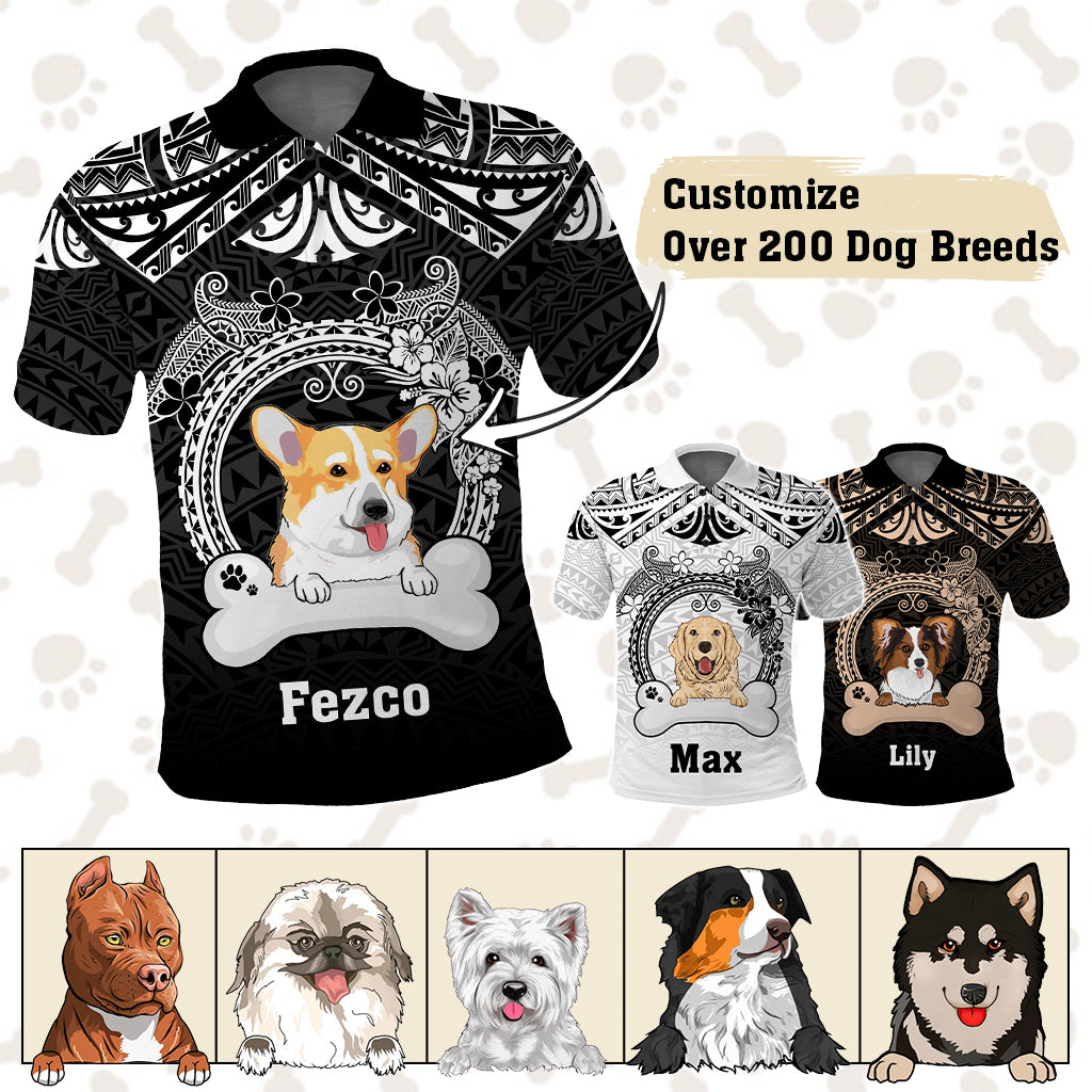 Custom Dog Polo Shirt With Polynesian Pattern