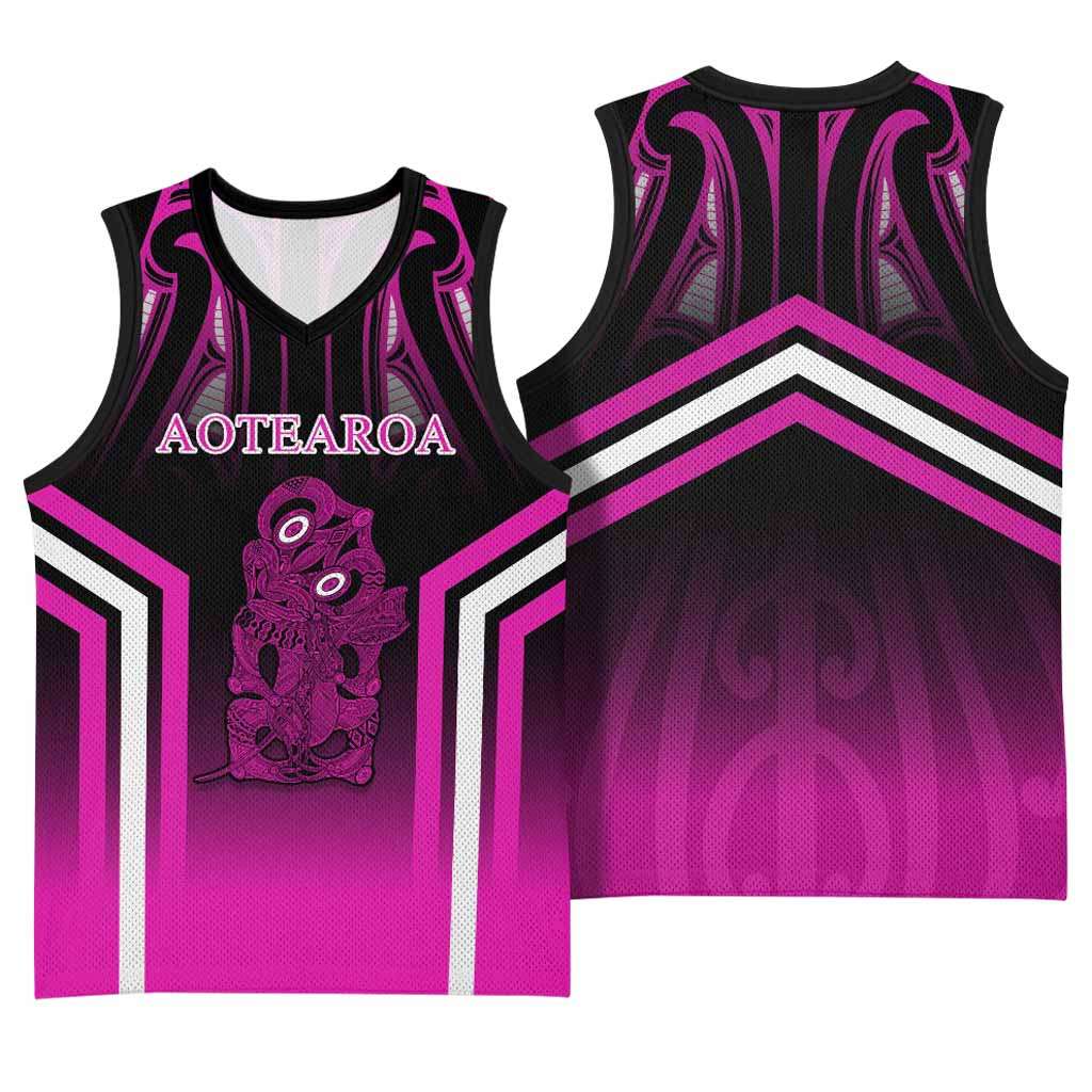 New Zealand Aotearoa Iwi Personalised Text Basketball Jersey Maori Hei Tiki Special Style CTM05 - Polynesian Pride