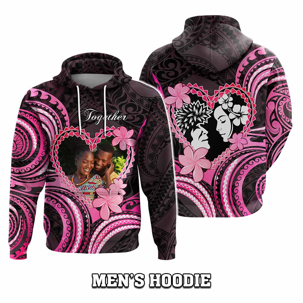 Custom Photo Polynesian Couple Valentine Day Hoodie I LOVE YOU FOREVER