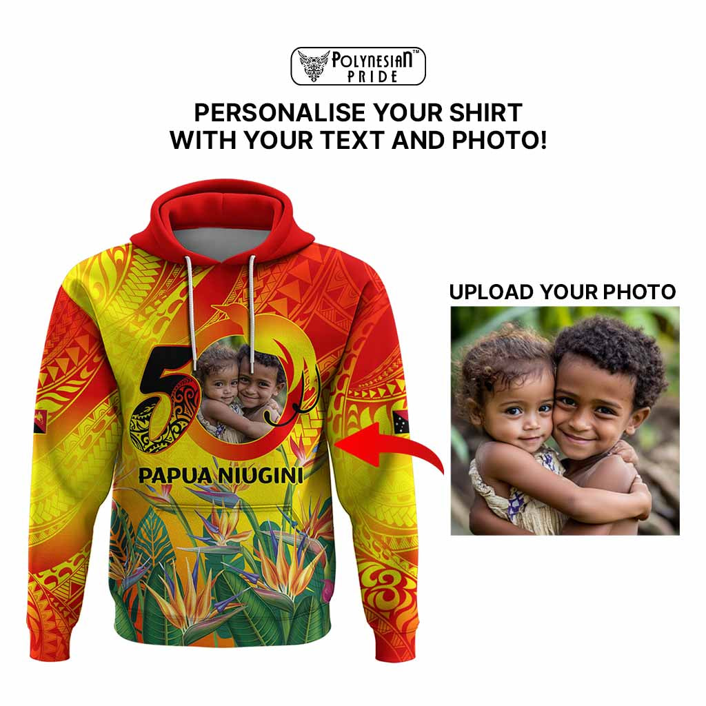 Custom Photo Papua Niugini Hapi 50th Indipendens Hoodie Year of PNG 1975-2025