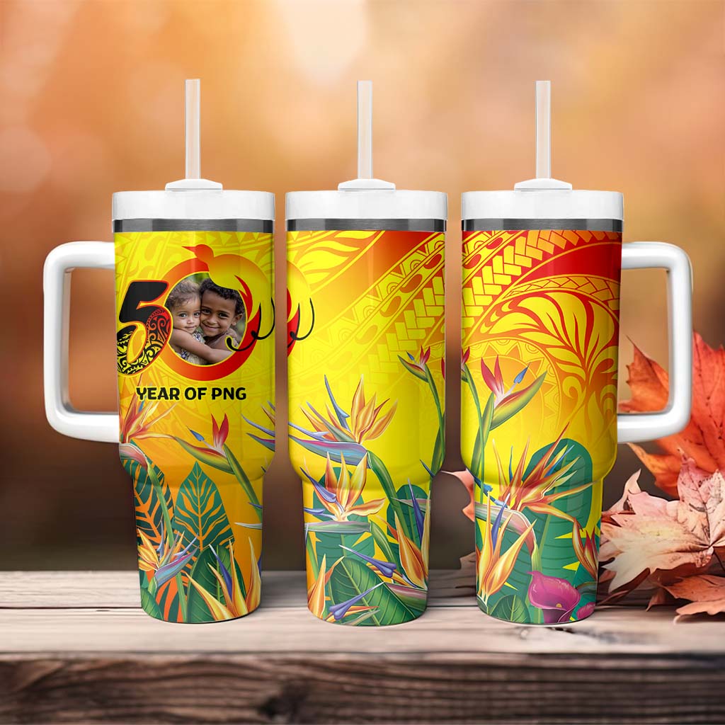 Custom Photo Papua Niugini Hapi 50th Indipendens Tumbler With Handle Year of PNG 1975-2025