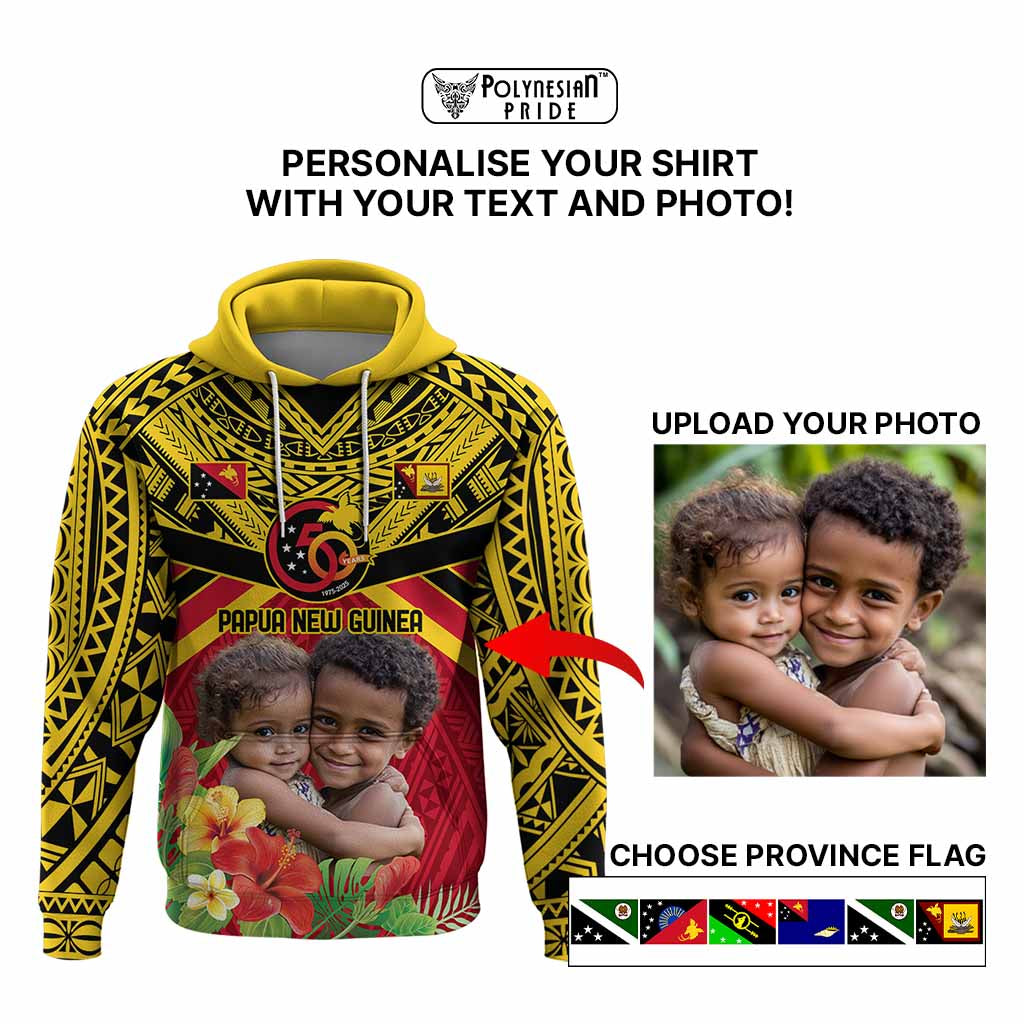 Custom Photo Provinces of Papua New Guinea 50th Years Hoodie Hapi De bilong Indipendens