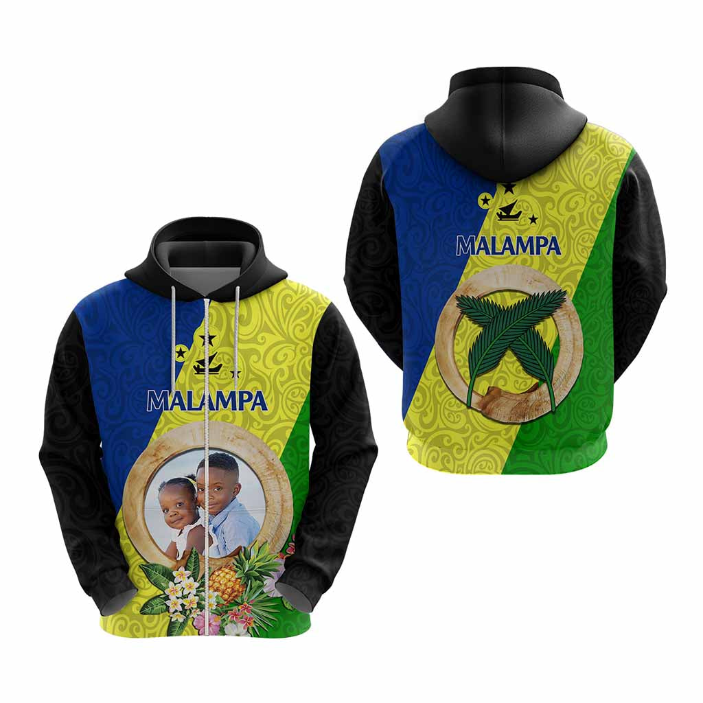 Malampa Province Custom Hoodie With Photo Vanuatuan Boar's Tusk Flag Multicolored