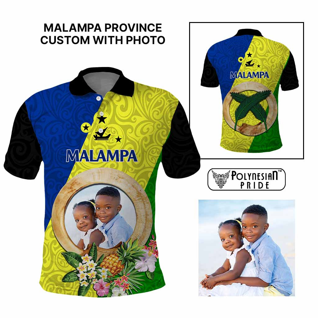 Malampa Province Custom Polo Shirt With Photo Vanuatuan Boar's Tusk Flag Multicolored