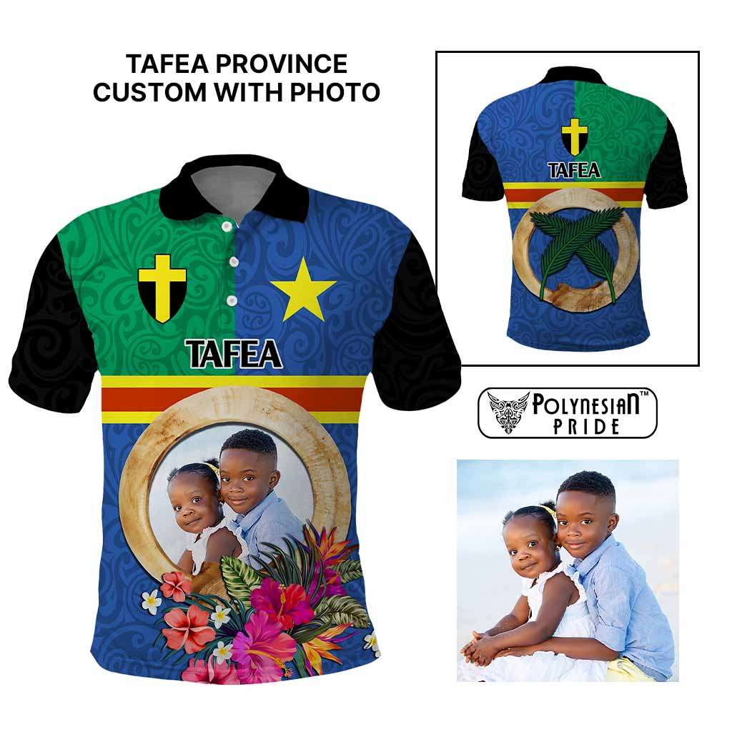 Tafea Province Custom Polo Shirt With Photo Vanuatuan Boar's Tusk Flag Multicolored