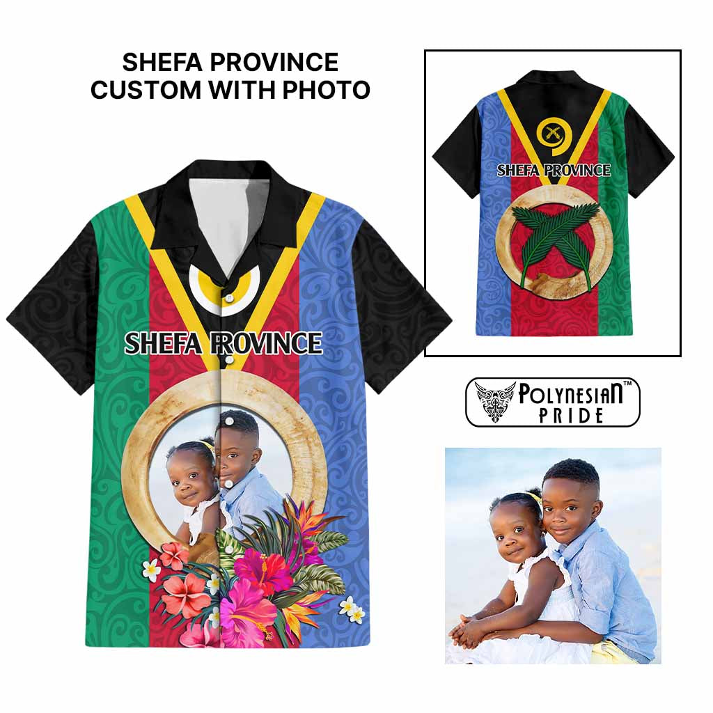 Shefa Province Custom Hawaiian Shirt With Photo Vanuatuan Boar's Tusk Flag Multicolored