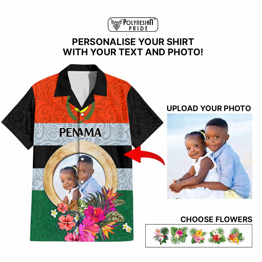 Penama Province Custom Hawaiian Shirt With Photo Vanuatuan Boar's Tusk Flag Multicolored