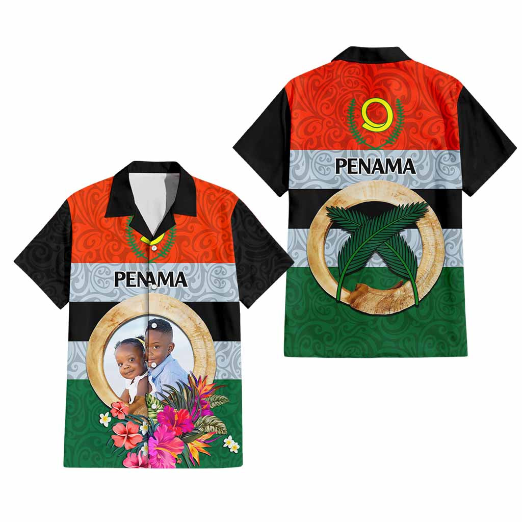 Penama Province Custom Hawaiian Shirt With Photo Vanuatuan Boar's Tusk Flag Multicolored