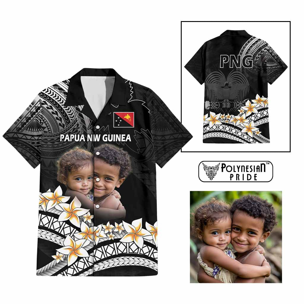 Custom Photo Papua New Guinea Provinces Hawaiian Shirt Bird of Paradise with Black Polynesian Tribal