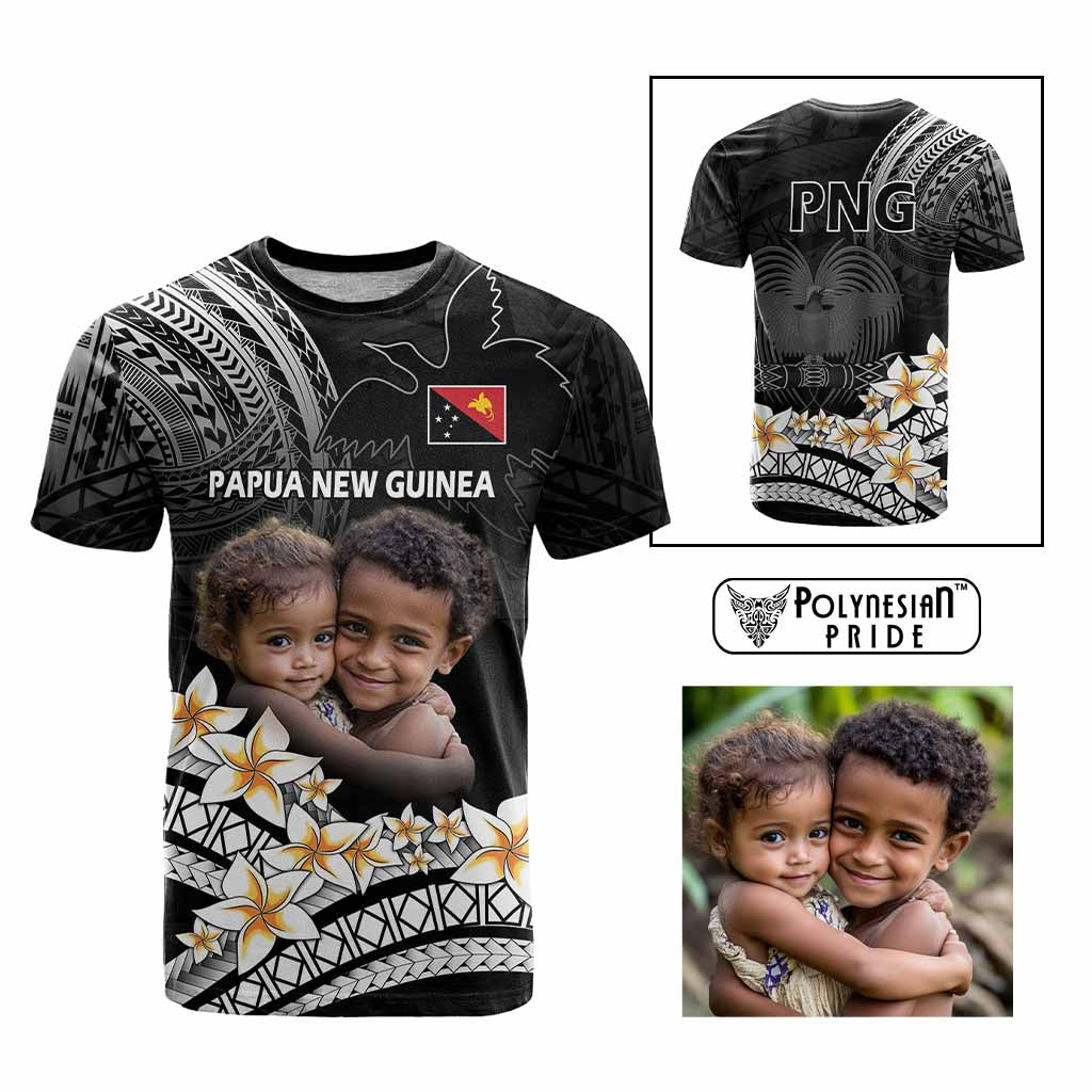 Custom Photo Papua New Guinea Provinces T Shirt Bird of Paradise with Black Polynesian Tribal