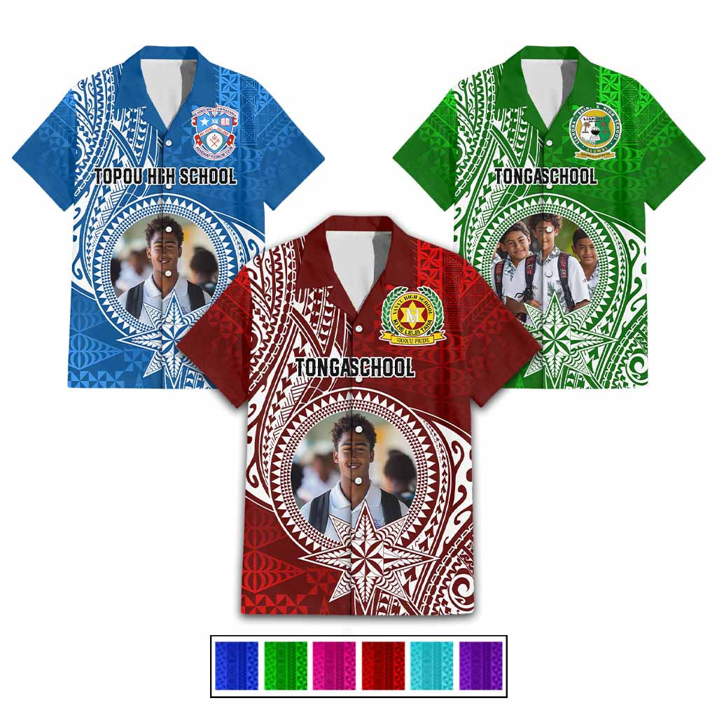 Custom Photo Tonga Back To School Hawaiian Shirt Polynesian Ngatu Tribal
