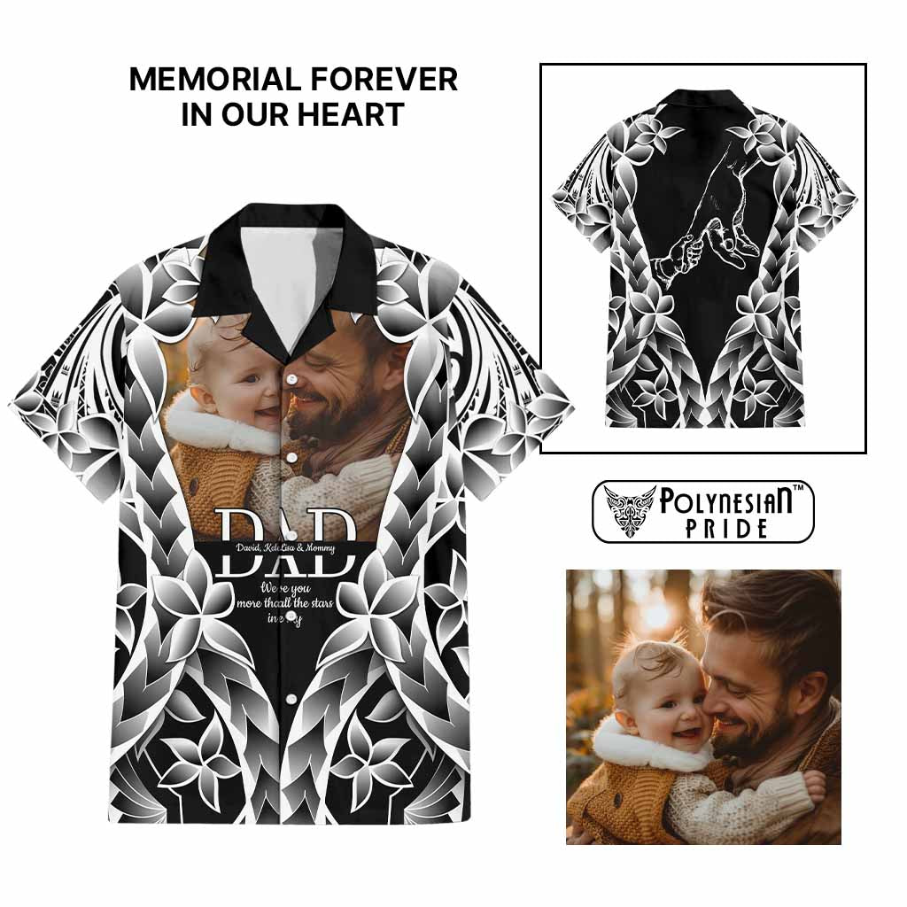 Custom Upload Photo Happy Father's Day - Best Dad Ever Hawaiian Shirt Polynesian Plumeria Tribal Art