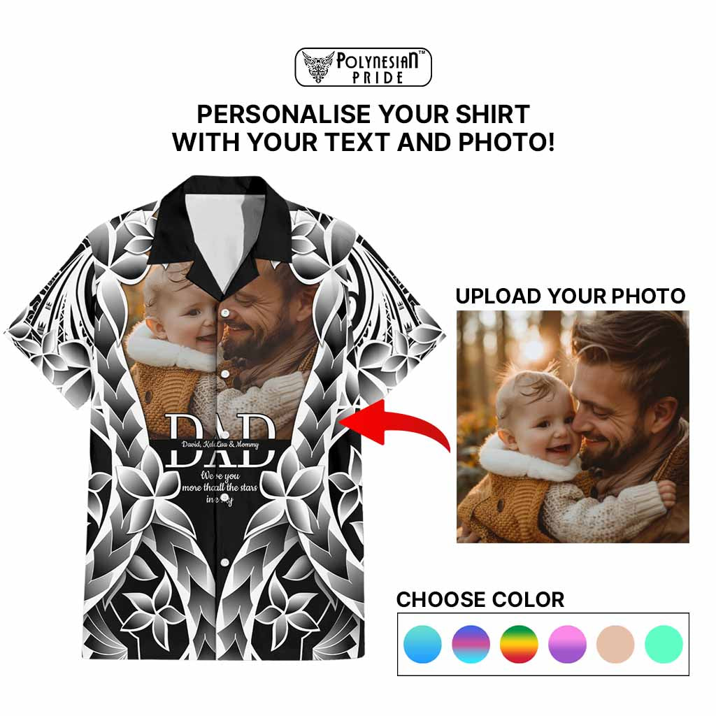 Custom Upload Photo Happy Father's Day - Best Dad Ever Hawaiian Shirt Polynesian Plumeria Tribal Art