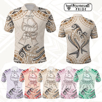 Custom Fist Bump Father's Day Sign Polo Shirt Polynesian Shark Tribal Tattoo