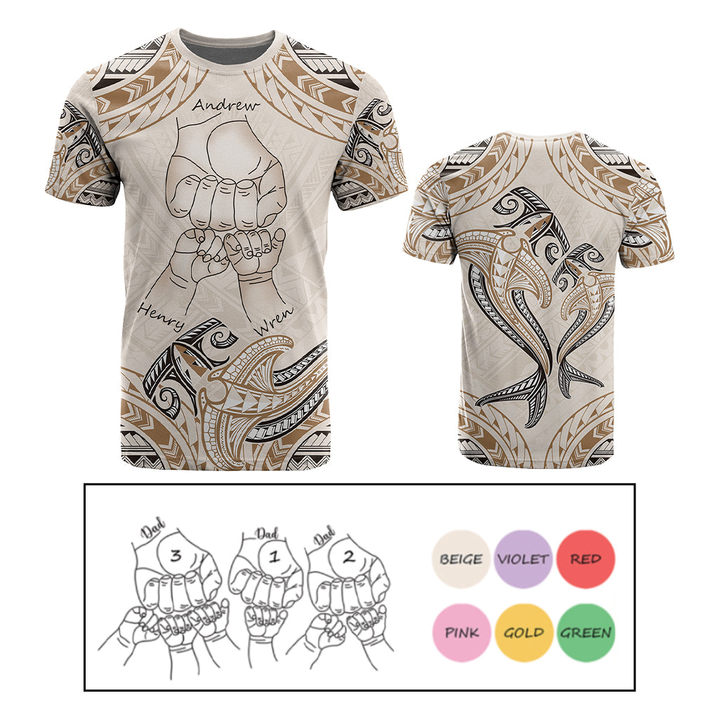 Custom Fist Bump Father's Day Sign T Shirt Polynesian Shark Tribal Tattoo