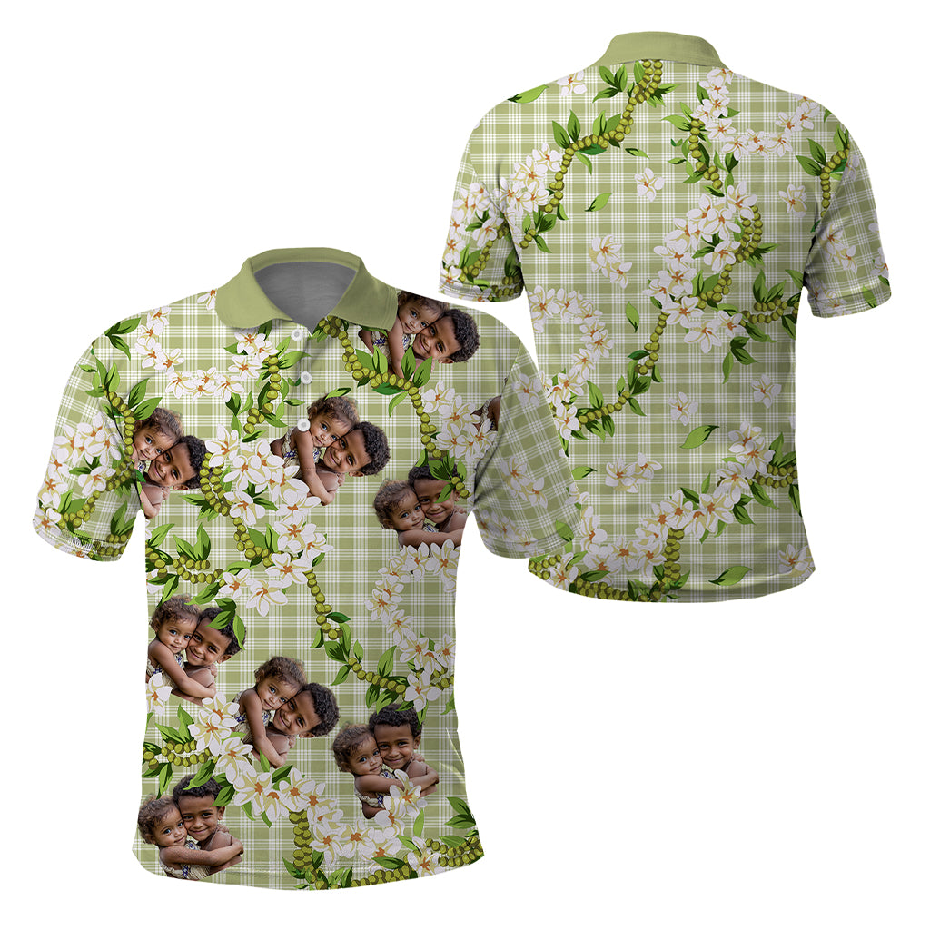 Custom Photo Hawaiian Palaka Polo Shirt Mokihana Maile Ilima Leis