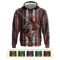 Personalised Aotearoa Iwi Photo Name Hoodie Traditional Maori Taniko Kowhaiwhai Pattern