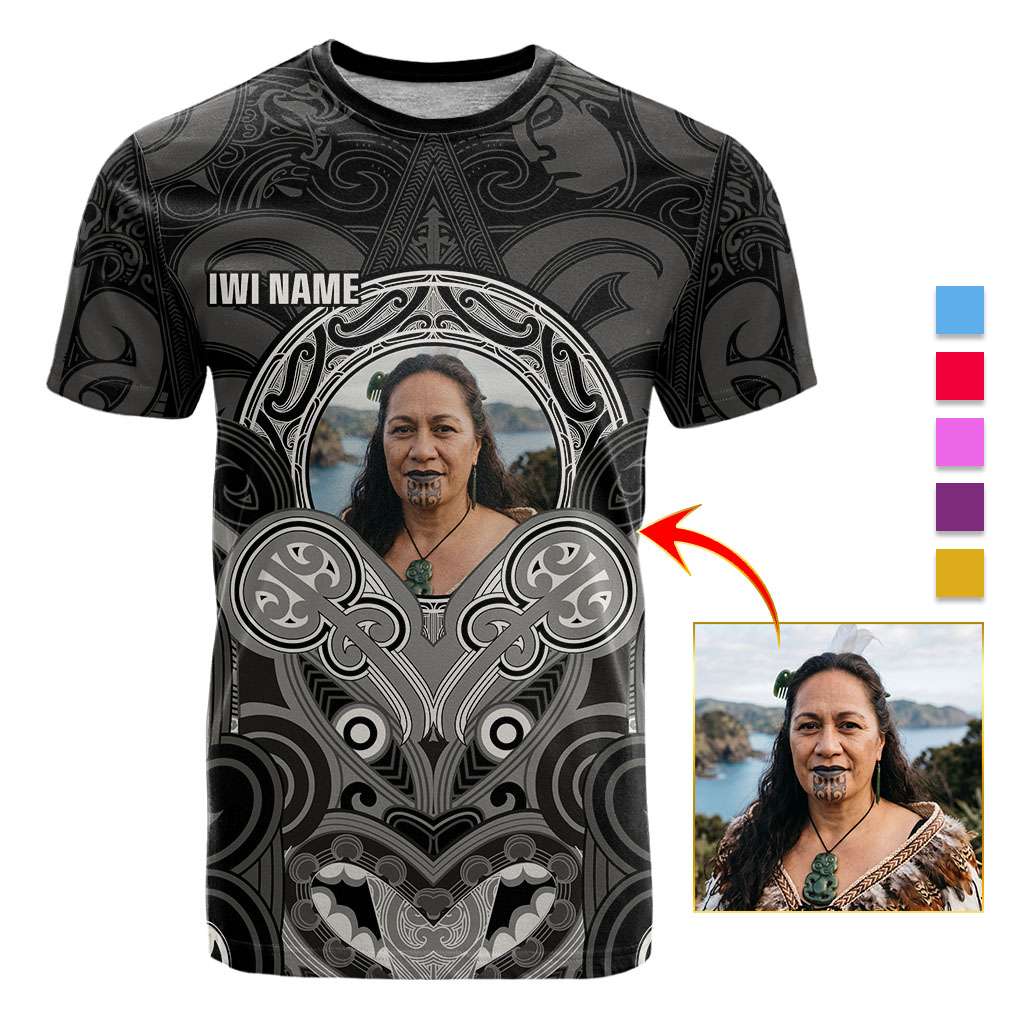 Personalised Aotearoa Iwi Photo Name T shirt Maori Tribal Ethnic Inspired Tradition