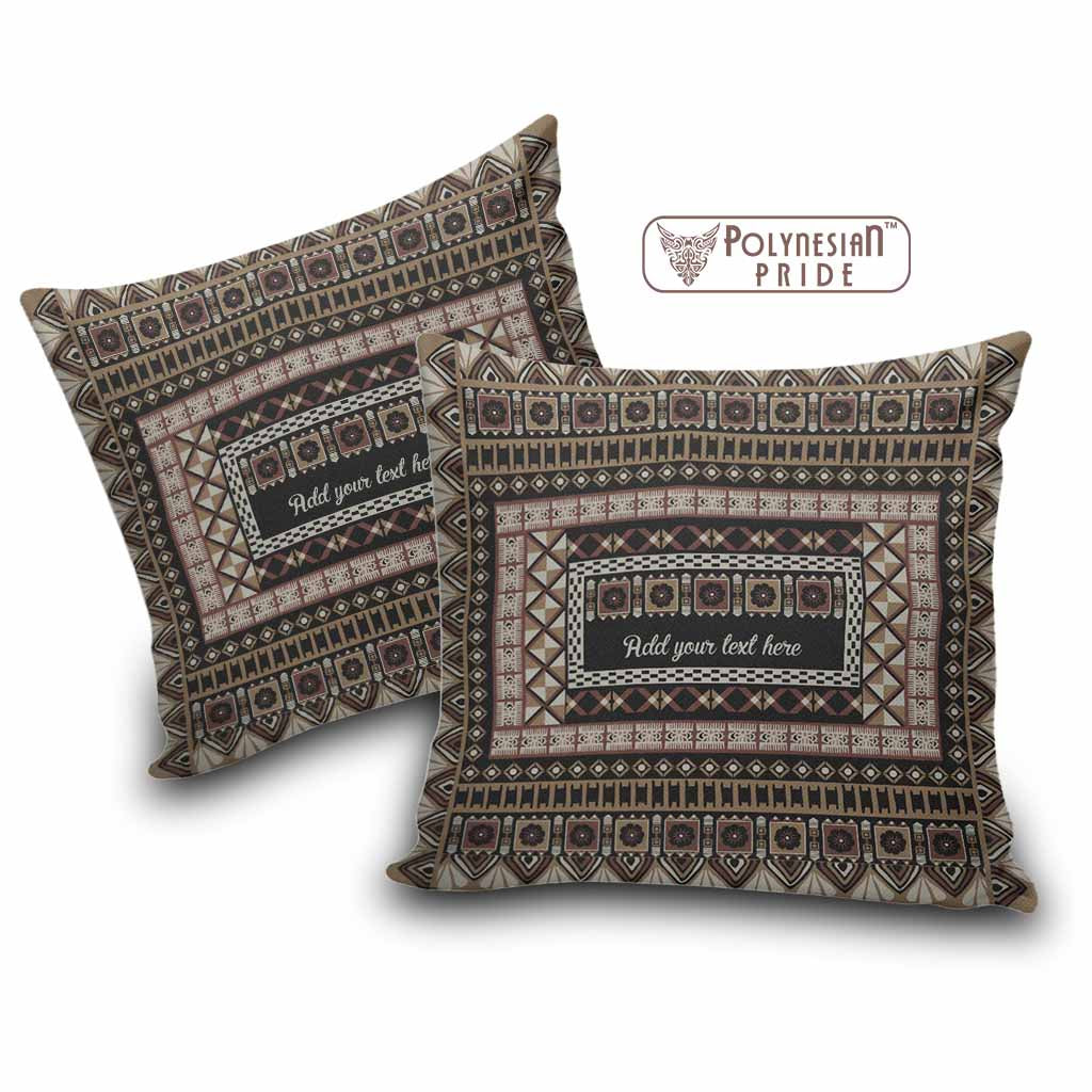Custom Bula Fiji Family Name Pillow Cover Vintage Fijian Tribal Tapa Pattern