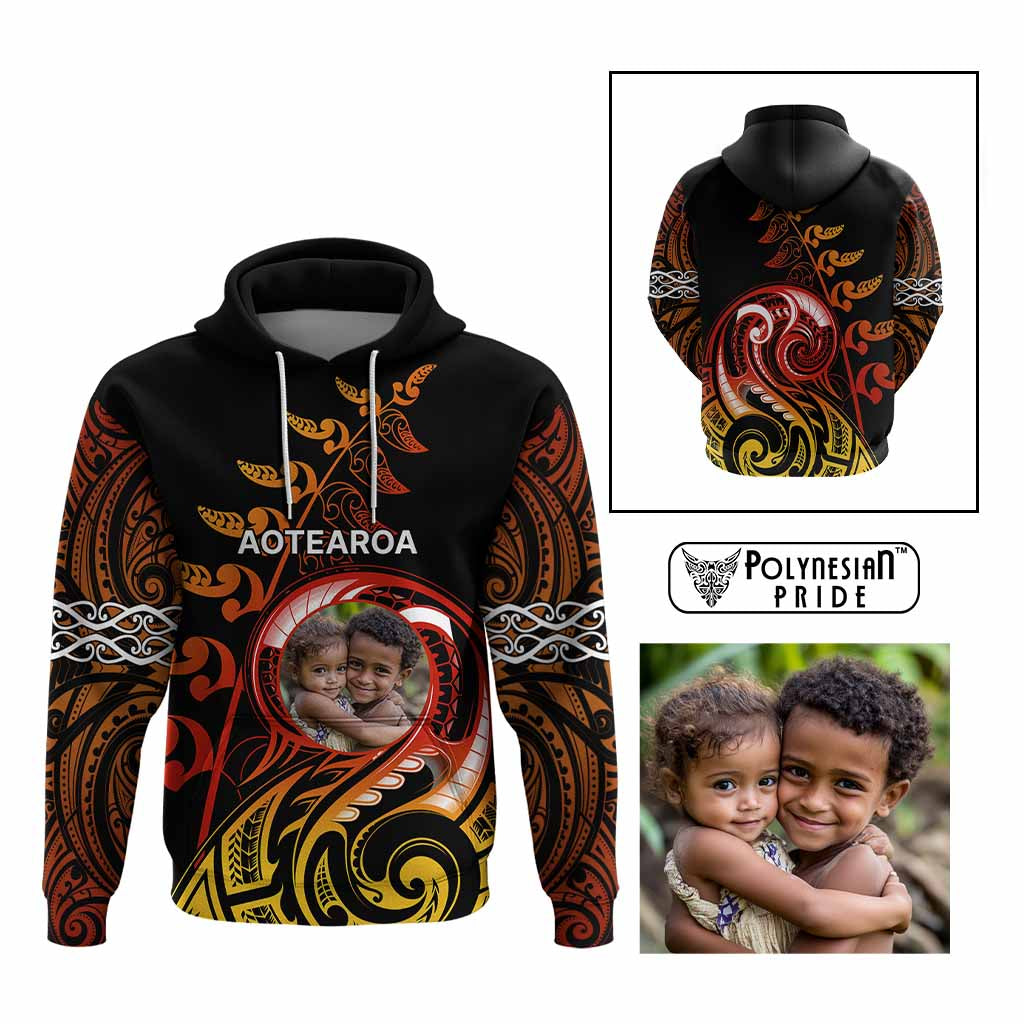 Custom New Zealand Hoodie Aotearoa Symbols with Maori Fern Reggae Arty Color