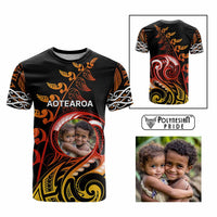 Custom New Zealand T Shirt Aotearoa Symbols with Maori Fern Reggae Arty Color
