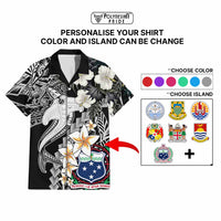 Custom Hawaii Tropical Hawaiian Shirt Hammerhead Shark and Coat of Arm Polynesian Island
