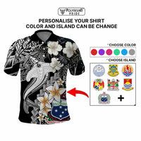 Custom Hawaii Tropical Polo Shirt Hammerhead Shark and Coat of Arm Polynesian Island