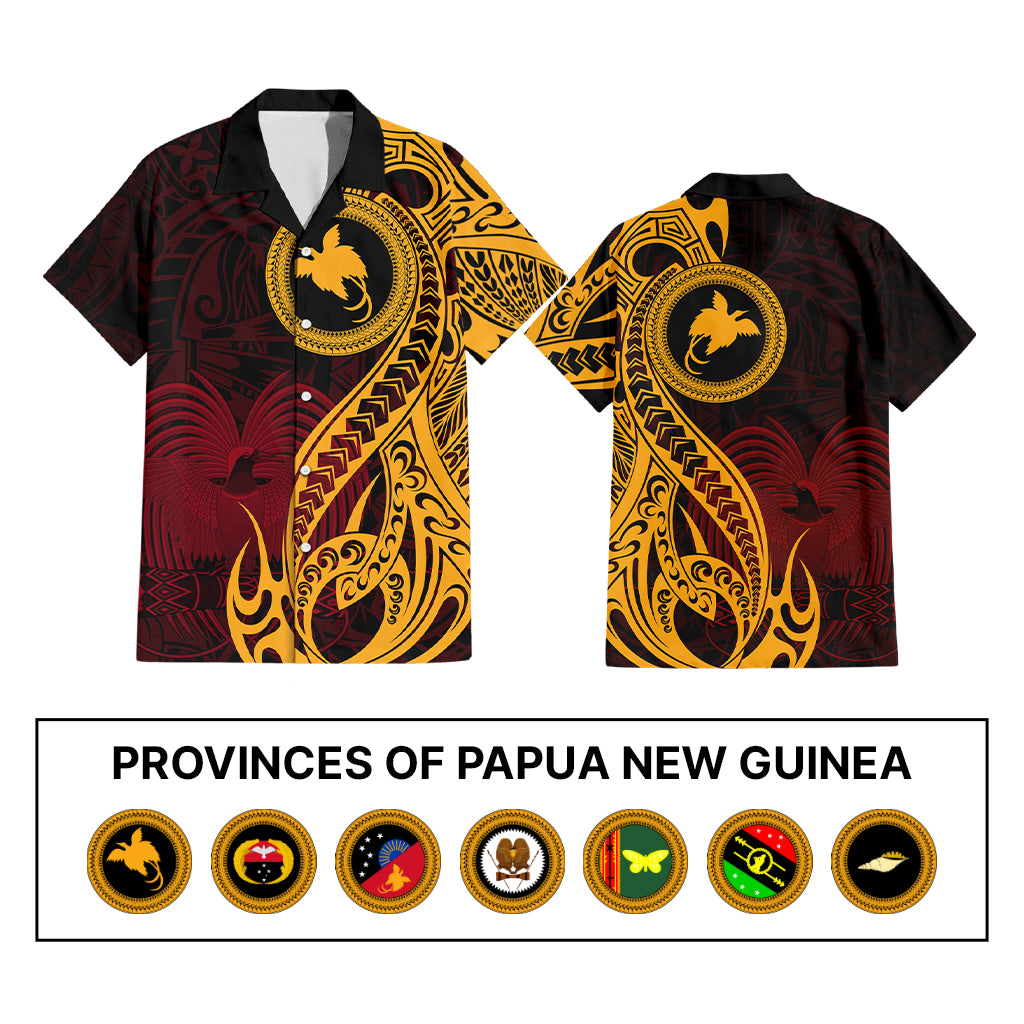 Custom Provinces of Papua New Guinea Hawaiian Shirt Bird of Paradise Polynesian Tribal - Polynesian Pride